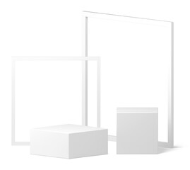 3d geometric podium pedestal white modern display showcase presentation