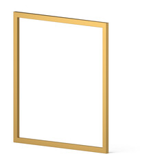 Golden 3d frame simple vertical rectangle decor element showcase design realistic illustration