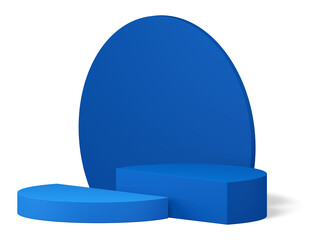 Realistic 3d podium blue minimal geometric pedestal for advertising