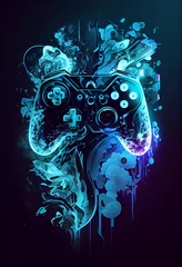 Fotobehang Game controller blue abstract background. © azhar