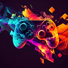 Selbstklebende Fototapeten Game controllers or joysticks for game console abstract background. © azhar