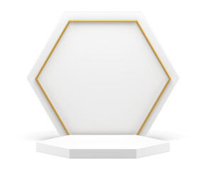 White 3d podium elegant luxury hexagonal pedestal for fashion product presentation