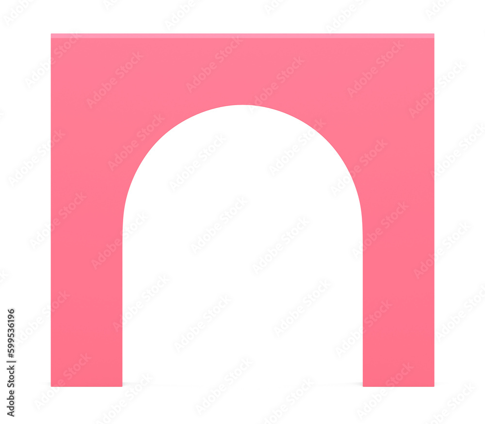 Wall mural pink 3d squared curved arch geometric column stand front view realistic illustration