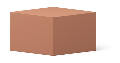 3d cube podium squared brown box modern geometric shape isometric decor element