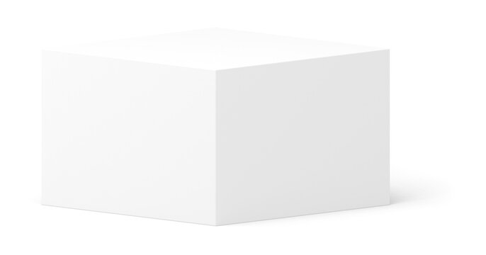 3d cube podium squared white box modern geometric shape isometric decor element