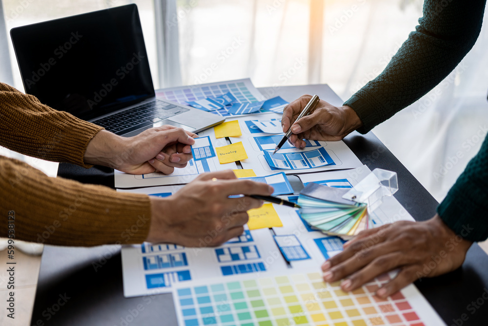 Sticker brainstorming app ideas, creative web design planning and development templates for mobile projects 