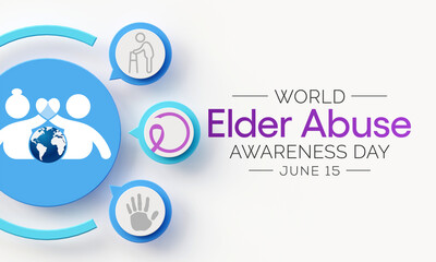 World Elder abuse awareness day is observed every year on June 15, 3D Rendering