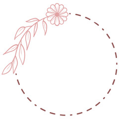 Doodle Floral Circle Frame Border