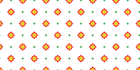 Pixel art simple vector geometric pattern, print, ornament for textile or fabric. Colorful seamless pattern for cloth fashion