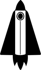 Black and white logo of a rocket, vector illustration of a spaceship 