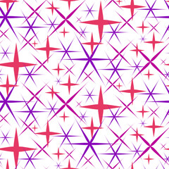 A pattern of purple, blue sharp sequins. Background of the original vector stars sparkle icon. Bright fireworks, flickering decorations, brilliant flash. For printing on textiles and paper. Packaging