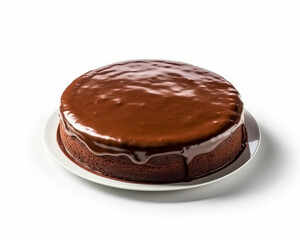 Scrumptious chocolate cake on a white background , Generative AI