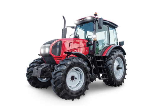Modern wheeled tractor isolated on transparent background