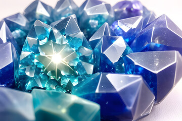 Gleaming Petal-Shaped Blue Gemstone Jewellery. This exquisite gemstone jewellery sparkles with a beautiful blue crystal, shaped like petals and glistening in the light.