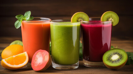 Healthy fruit and vegetable smoothies