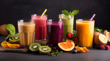 Healthy fruit and vegetable smoothies