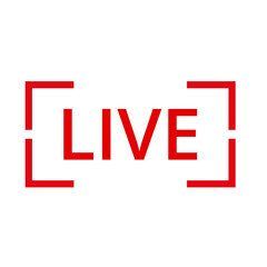 Red live button icon on a Transparent Background