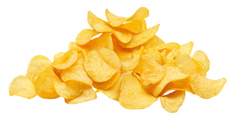 Tasty potato chips cut out