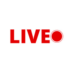 Red live button icon on a Transparent Background