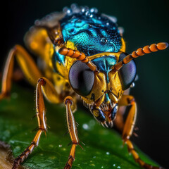 Fototapeta premium Extreme macro, very sharp and detailed insect closeup, AI Generated