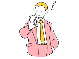 スマホを見てひらめくスーツ姿の男性ビジネスパーソン