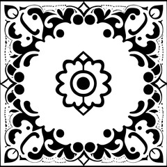 Flower clipart vector design black and white