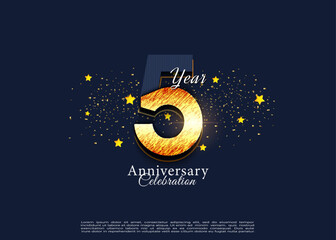 5th anniversary with shiny textured numbers. vector premium design.