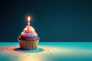 A Delicious Birthday Cupcake. created with Generative AI