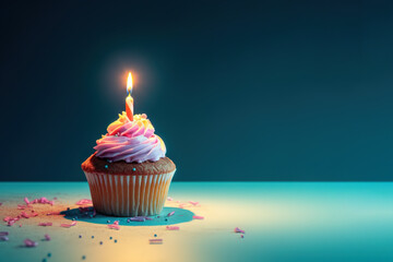 A Delicious Birthday Cupcake. created with Generative AI
