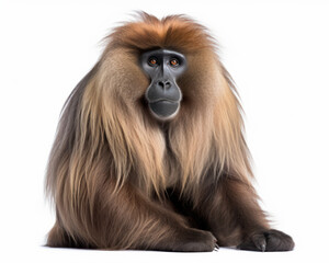 photo of gelada isolated on white background. Generative AI