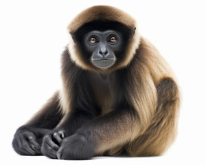 Naklejka premium photo of gibbon isolated on white background. Generative AI