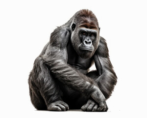 Obraz premium photo of gorilla isolated on white background. Generative AI