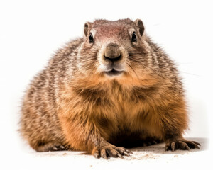 Fototapeta premium photo of groundhog isolated on white background. Generative AI