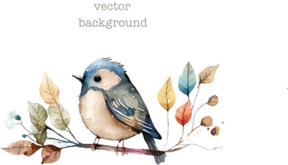 bird nature watercolor neutral colors for kids simple drawing childish cute