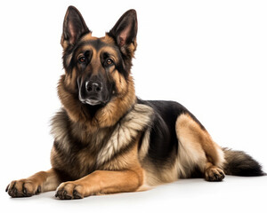 photo of German Shepherd isolated on white background. Generative AI