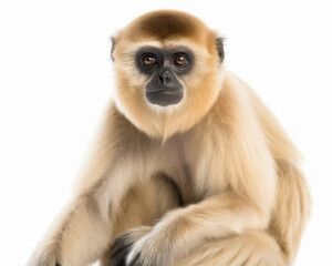 photo of gibbon isolated on white background. Generative AI