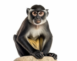 photo of guenon primate isolated on white background. Generative AI