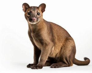 photo of fossa (Cryptoprocta ferox) isolated on white background. Generative AI
