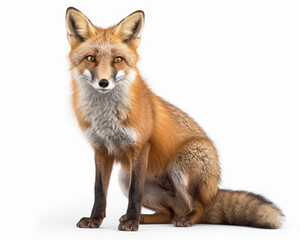 photo of fox isolated on white background. Generative AI - obrazy, fototapety, plakaty