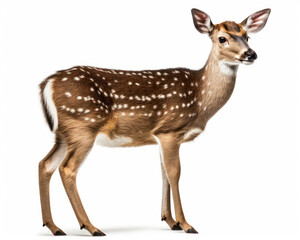 photo of fallow deer (Dama dama) isolated on white background. Generative AI