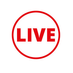 Red live button icon for TV and Streaming on a Transparent Background