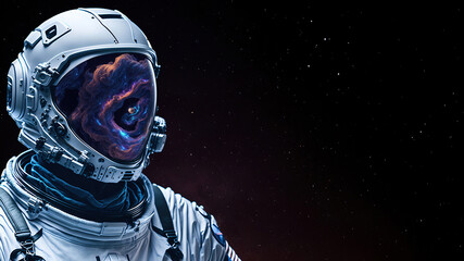 Astronaut in Space Vortex Galaxy Illustration | AI Generated