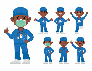Set of doctor with different poses