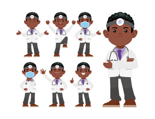 Set of doctor with different poses
