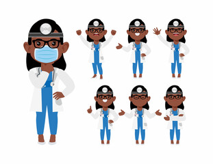 Set of doctor with different poses