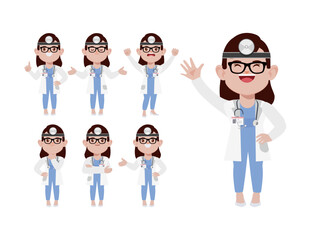 Set of doctor with different poses