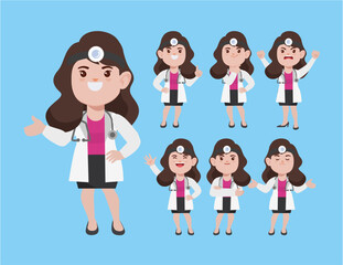 Fototapeta premium Set of doctor with different poses