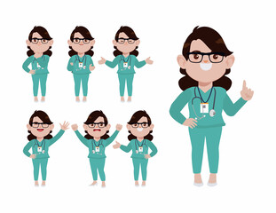 Set of doctor with different poses