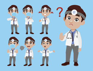 Set of doctor with different poses