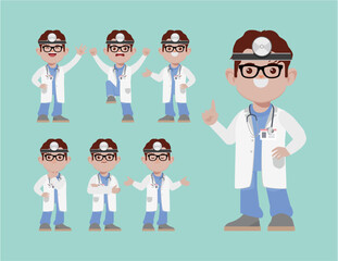 Set of doctor with different poses